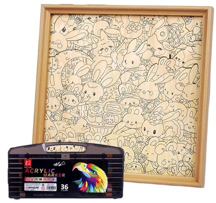 Jeux De Puzzle | Cadre Photo Lapin Artisanal | Jeux de Puzzle pour Coloriage Peint à la Main - pour Garçons Et Filles 6-12 Ans, Décoration Chambre, Cadeaux Amis Famille