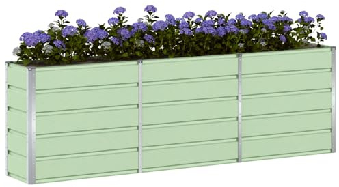 vidaXL Planteringskärl Grön 240 x 40 x 75 cm Stål