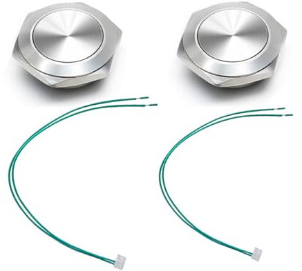 HoxzoDa 2 Piezas Pulsador Ultraplano De Acero Inoxidable V2A/V4A,IP67,19mm