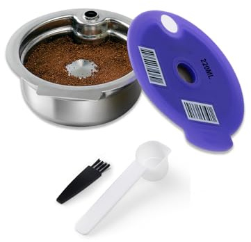 AtfArt Reusable Coffee Capsules for Bosch TAS, Stainless Steel Refillable Coffee Pods with Silicone Lid and Universal Barcode, Compatible with Happy/Vivy/Suny/My Way (220mL)