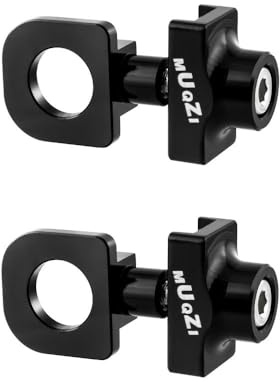 WUZIA 2-pack cykelkedjespännare, aluminiumlegering CNC-maskinstyrd kedjjusterare, passar 10 mm 3/8 tums axlar med blandade skruvar, svart röd för enkelväxlad Fixie BMX vikbara cyklar