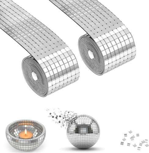 Aomig 3200 st självhäftande speglar, mosaikplattor, små kvadratiska klistermärken, mini-spegelplattor, 5 mm * 5 mm, mosaikklistermärken, discoboll-spegelrulleplattor för DIY-hantverk, heminredning