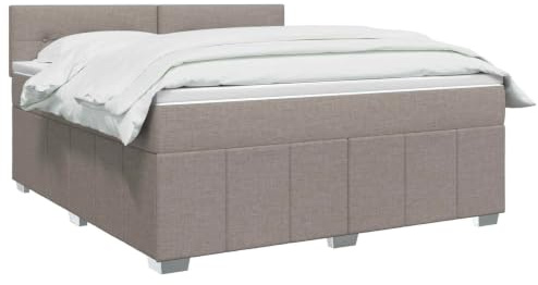 vidaXL Lit boxspring avec Matelas Taupe 140 x 190 cm Tissu, Boxspring Moderne, tête de lit réglable, Matelas Ferme, Sommeil Confortable, Meuble déco stylé