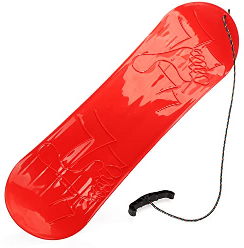 com-four® Snowboard Pistenrutscher in rot, Schnee-Gleiter mit Zugseil und Handgriff, Schneeflitzer (01 Stück rot - Snowboard)