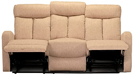 SHIITO - Sofá con 3 Plazas Función Relax - 180 x 100 x 95 cm - Modelo Siberia - 2 Asientos Respaldo y Reposapiés Reclinables - Apertura Manual - Beige