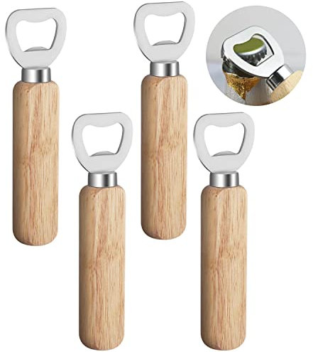 2 Stück Flaschenöffner Holz, Bieröffner Personalisierter Bottle Opener Kapselheber Holzgriff Gravierbar zum Küche Bar Camping Geschenke für Männer