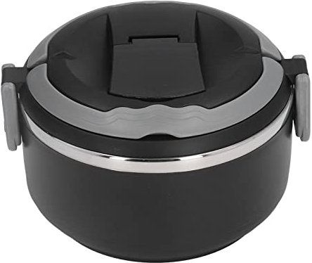 Fiambrera térmica para alimentos, contenedor de almuerzo al vacío a prueba de fugas de acero inoxidable, caja de Bento térmica aislada portátil Calentador de alimentos para la escuela(negro 201)