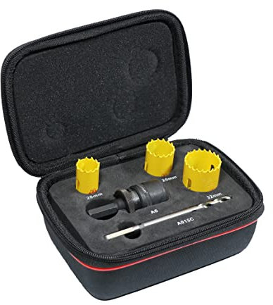 Starrett Fast Cut Holesaw Kit - 8-Pieces Bi-metal Kwik Change Arbors Set with HSS Pilot Drill - Electrician Kit Compatible with Bosch Dewalt Hitachi Festool Milwaukee