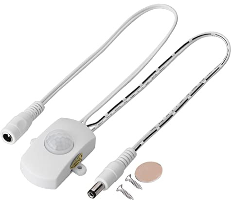 Infraröd rörelsedetektor DC 6 V – 24 V, mini rörelsesensor automatisk brytare PIR rörelsedetektor detektor för LED remsa ljus inomhus detekteringsområde (vit)
