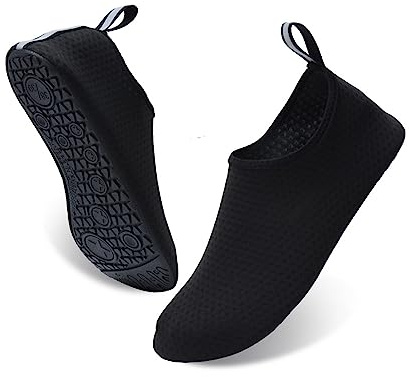 Vattenskor, strand, surfing, dykning, snorkling, simskor, barfota snabbtorkande skinnstrumpor för män kvinnor, svart/vit, 6/7 AU