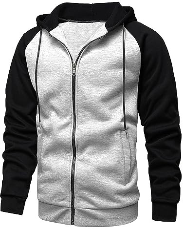 YawYews Huvtröjor för män dragkedja fleece lätta långärmade huvtröjor för män huvtröja S-2XL