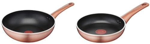 Lagostina Ramata Wok Antiaderente in Alluminio Ø 28 cm con Esterno Effetto Rame & Ramata Padella Antiaderente in Alluminio Ø 20 cm con Esterno Effetto Rame