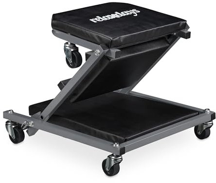 Relaxdays Rullbräda verkstad, 150 kg, 2-i-1 rullstol och verkstadsstol, vikbar, 360° roterbar, bil, stål, svart/grå