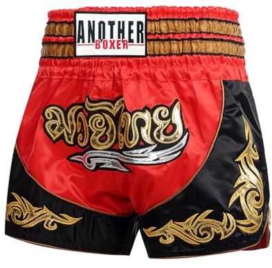 ARIASS MMA-shorts, Muay Thai-shorts för träning och kickboxning, träningsshorts för kampsport, Cage Fight, BJJ, Boxning, Grappling för män Kvinnor Barn(Red 3,M)