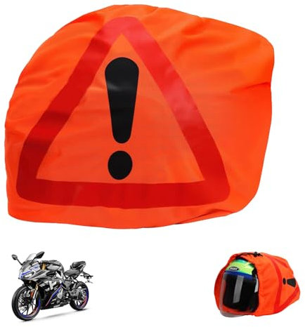 Coprielmetto con Triangolo Emergenza Borsa di Segnalazione Triangolo di Pronto Soccorso per Moto Caschi Moto per Contrassegnare i Punti Pericolosi sul Luogo di un Incidente (46 x 43 cm, Arancione)