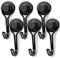 OUDQFCJ 6 pezzi Ganci magnetici extra forti, calamite potenti, rotanti, antiruggine, supportano 10kg, ganci in metallo per cucina (16mm) (Nero)