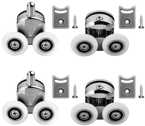 4er Set Duschtürrollen, Ø 23mm Laufrollen für Schiebetüren, Duschkabinen Ersatzteile für Glasduschen für Glas 4-6 mm, Hochwertige Rollen für Duschkabine & Badezimmer Schiebetüren