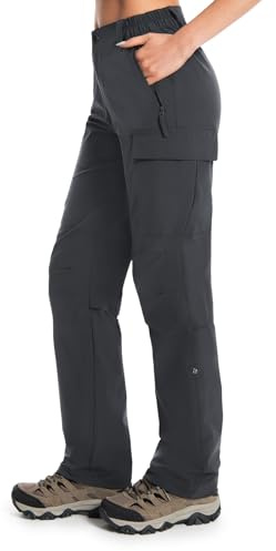 Moosehill Hiking Cargo Trousers Wome Lightweight Walking Trousers Quick Dry Outdoor Casual Summer Pants with 5 Pockets(Grey,L)