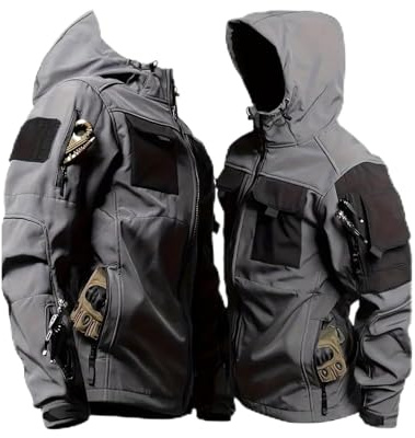 Vhersily Chaquetas tácticas para hombre militares impermeables con capucha antiviento para trabajo Softshell multibolsillos para caza, moto, top de invierno, transpirable, deportivo, versátil