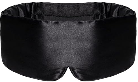 SSKHE Masques De Sommeil Mûrier Avec Bandeau Réglable Pour Protège Yeux Pour Dormir, Grand Masque De Nuit Avec Yeux À Couverture Intégrale Soie Pour Hommes Et Femmes (Black, One Size)