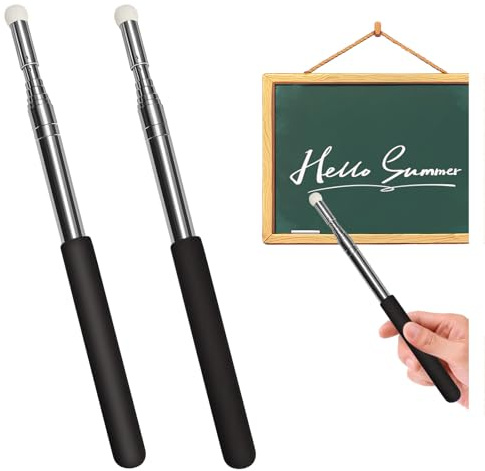 2 Unidades Puntero Telescópico 1.2m, Varilla Extensible de Acero Inoxidable, Mango Antideslizante, Para Enseñanza, Presentaciones y Pizarras Blancas,Diseño Portátil y Resistente (2PC negro)