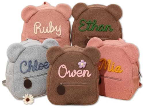 MEIEG Mochila Infantil Mini Peluda Personalizada, Linda Mochila Para Libros Con Nombre Para Niños Pequeños, Ajustable, Backpack De Peluche Para Niños Para La Escuela/viajes/uso Diario