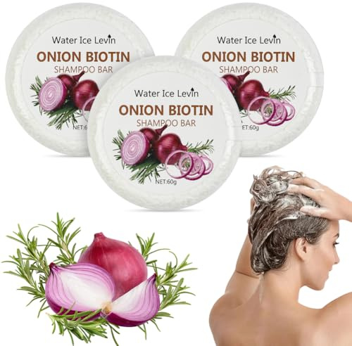 LOPHE Onion Biotin Shampoo Bar, 180g Festes Shampoo Ohne Silikone, Natur Pflege, Vegan, Organic ShampooBar für Haare, Körper, Feste Seife für Damen Herren Zu Hause und Auf Reise