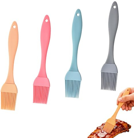 4PCS Pastry Brushes,Flexible Silicone Basting Brush for Baking,Cooking Brush for Food Heat Resistant Egg Wash Brushes for Grilling Barbecue Stirring Pastries Kitchen Cookings Durable Outdoor BBQ Tools