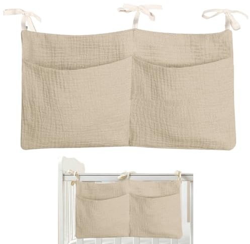 Androxeda 2 Pieces Organizador Cuna, Organizador Colgante Para Pañales, Organizador De Cuna Bolsa De Almacenamiento Con Dos Bolsillos Grandes, Para Juguetes Pañales Ropa