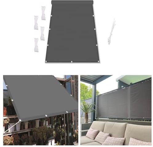 AUWUUA Sonnensegel Wasserdicht 2.8x3.8M Sonnensegel Balkon Rechteckig mit Ösen und Seil, UV-Schutz Sonnenschutz Markise für Balkon Terrasse Garten Pergola, Multi Farbe und Größe, Dunkelgrau