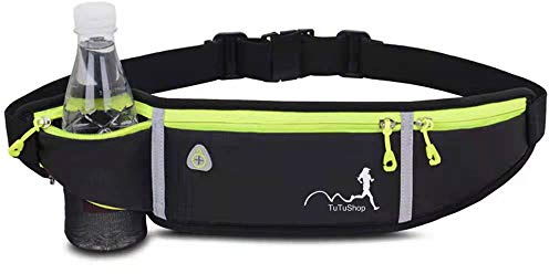 TuTuShop Lightweight Running Belt Adjustable Running Waist Pack with Elastic Strap Running Pouch Phone Holder Accessories for iPhone Samsung,Workout Fanny Pack for Men/Women (Black)