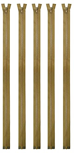 Mandala Crafts #5 Molded Tooth Camel Brown Separating Zippers - 28 Inch Heavy Duty Plastic Zippers for Sewing Jackets, Coats, Bags, and Crafts