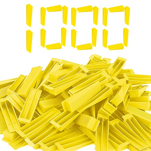 Reusable Leveling Wedges,Reusable Tile Leveling System Wedges for 1/8 Spacers,1/16 Spacers,1/32 Spacersand Tile Leveling System Kit,for Tile Leveler Installation(1000Pcs, Yellow)