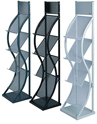 LINMAN Linno A4 WHITE WAVE LITERATURE BROCHURE DISPLAY STAND MAGAZINE RACK FOR RECEPTION SHOWROOM