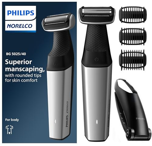 Philips Norelco Bodygroom Series 5000, wasserdichter Trimmer für Leistengegend und Körper, gründliche und komfortable Rasur, Ganzkörper-Haarentfernung inklusive Rücken, 60 Minuten Laufzeit, Modell
