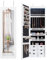 Multigot 5 LED Lights Jewellery Cabinet, Hanging or Wall Mounted Ornament Armoire, Full Length Mirror Lockable Makeup Storage Organizer (White)