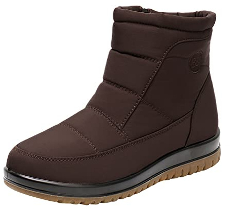 Woaikeyu Botas de nieve cálidas para señoras Fondo Plano Botas transpirables antideslizantes Zapatos casuales Botas de esquí de fondo blando Zapatos planos Talla 8, C marrón, 39 EU