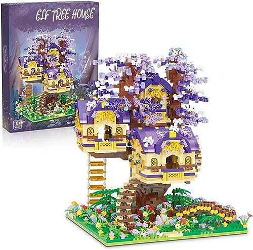 Auspcers Sakura Baumhaus Bauklötze Kit, 3308 Teile Baumhaus Bausteine Haus Bausatz Set, DIY Modell Landschaftsmodell Architektur Modell, Bausteine Modell Set für Jugendliche und Erwachsene