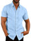 COOFANDY Short Sleeve Shirts Men Linen Shirts Summer Holiday Shirt Casual Beach Shirt Formal Sky Blue S