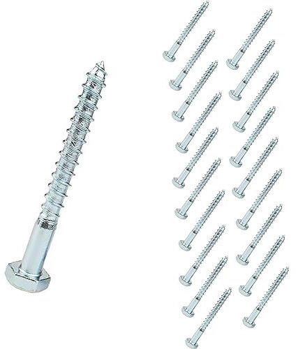 Hex Screw Coach Screws Hex Lag Screws, Hexagonal Self-Tapping Head Machine Wood Screws, M8 Heavy Duty Fastening Drilling Screws Long Hexagon Lag Bolts Carbon Steel Galvanized Silver, 20pcs (M8×80mm)