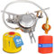 Z.M.C Mini Campingkocher, transportabler Kartuschenkocher Gaskocher aus rostfreiem Stahl, mit Aufbewahrungsbox, mit 6X Gaskartuschen 3700W, Verbrauch 213g/h, Piezo-Zündung kompakt