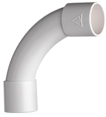 10x Rohrbogen 90°, Ø16 mm Innendurchmesser, für Elektrorohr Stangenrohr Leerrohr PVC Installation Rohr gemufft Kabelkanal, Weiß