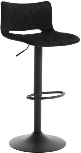 WOLTU Barhocker, Barstuhl, höhenverstellbar, Küchenhocker drehbar, Thekenhocker, Tresenhocker, Design Hocker mit Rückenlehne Fußstütze, gepolstert, Samt, Schwarz, BH392sz-1