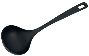 Fackelmann Mestolo antiaderente in nylon alto spessore, max 200°C, lavabile in lavastoviglie, dim 29,5 x 9 x 6,5cm, Linea Nero.