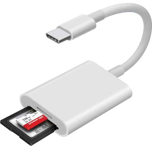 USB C SDCard Reader, WNXSLOAD SD MicroSD Dual Slots Adapter for iPhone 15/16, iPad, Mac, MacBook, Laptop, USB-C/TypeC High-Speed Trail Camera Memory Card Reader, Plug & Play