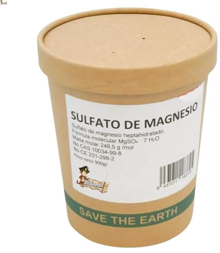 BricoLoco.com Sulfato de magnesio en polvo heptahidratado para plantas (sal de higuera o sales de Epsom). Pack 2x900 grs. Abono y corrector de magnesio anticlorosis. MgSO4 • 7 H2O (1800, Gramos)