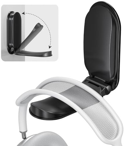 Itramax Support de Casque,Support Casque Pliable sous Bureau,1 Pièce Crochet Mural Adhésif pour Casque Gaming,Support Universel pour Casque Audio,Écouteurs,AirPods Max,Sony,Sennheiser-Noir