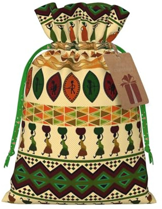 Bolsas de regalo con cordón y estampado africano tradicional de estilo bohemio, para temporada de vacaciones, cumpleaños, aniversarios y cualquier ocasión especial