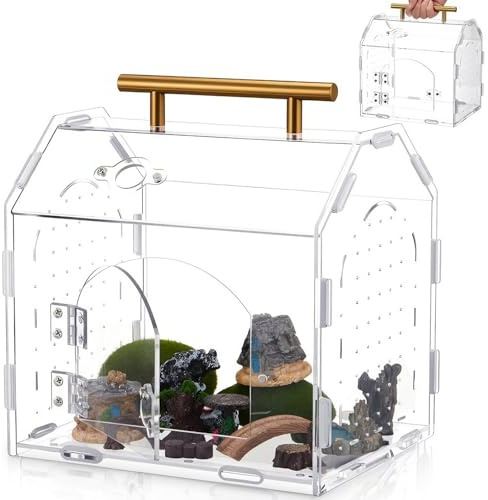 Vivarium en Acrylique pour araignée sauteuse 22,6 x 13,9 x 17,5 cm | terrarium en acrylique transparent, boîte de bricolage, terrarium pour reptiles, boîtier polyvalent pour araignée sauteuse