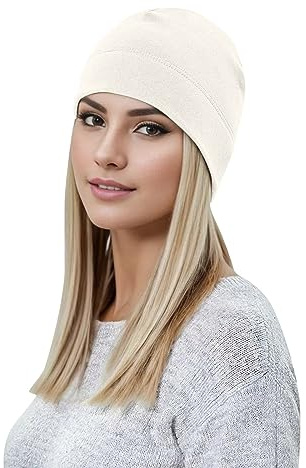 Generisch Berretto da ciclismo sotto il casco, da donna, in cotone, sottile, berretto da corsa, cappello chemo, beige., Taglia unica